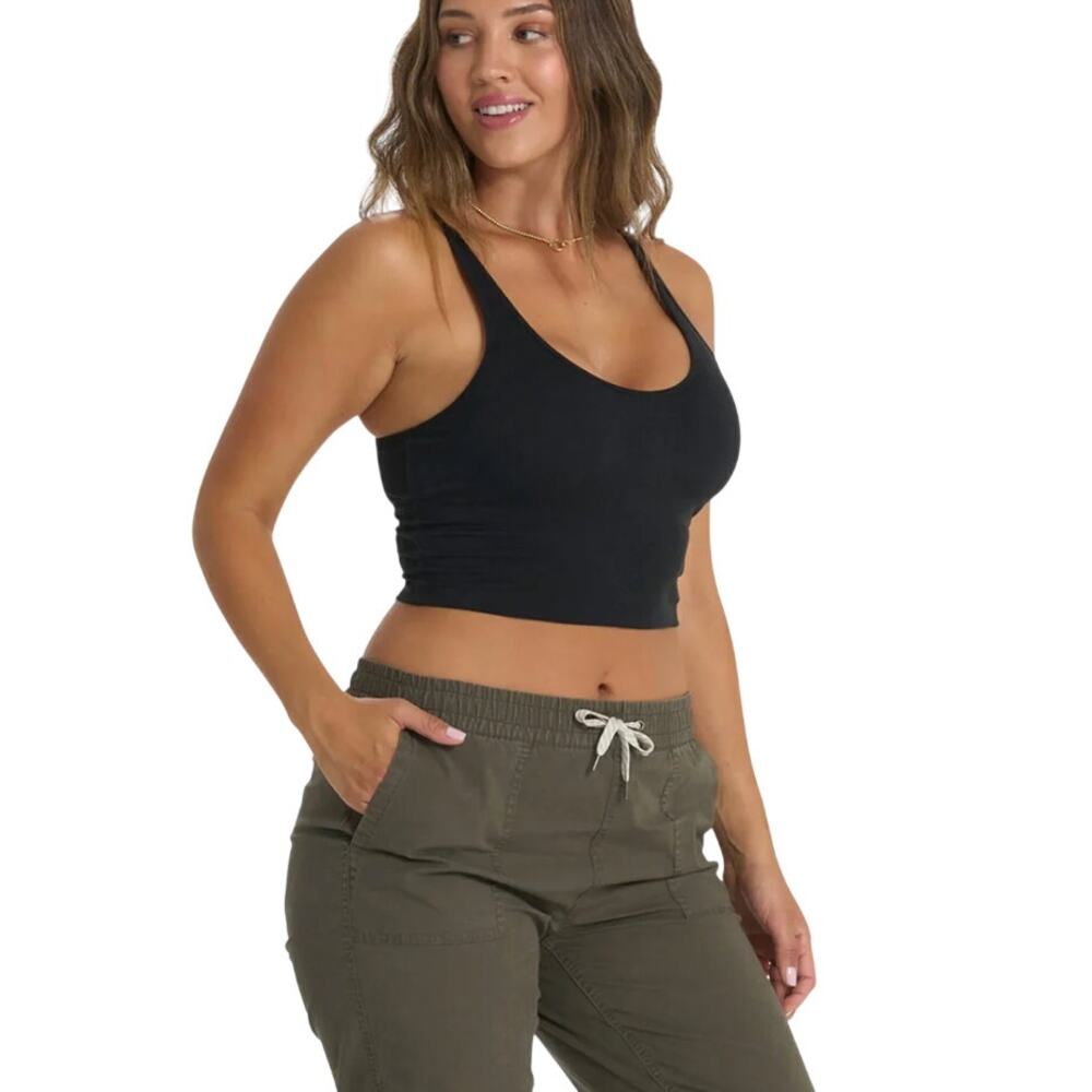 Vuori Womens Tank Top Halo Performance Crop Black Heather Medium